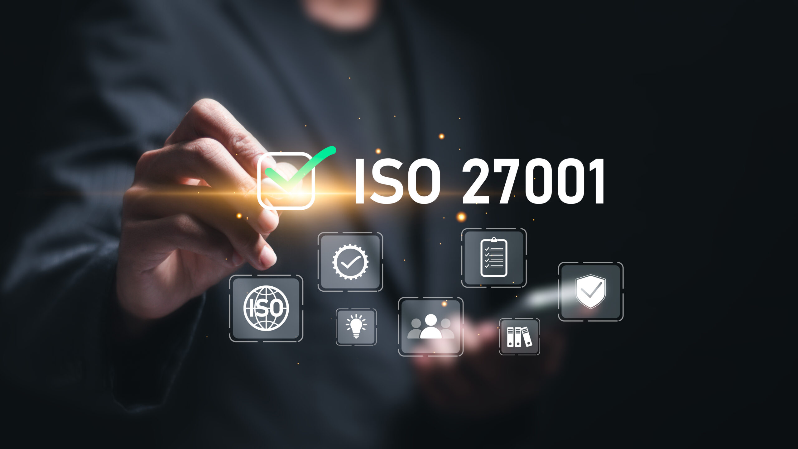 ISO 27001 Konzept. Unternehmen wählen ISO 27001 für ihr Informationssicherheitsmanagementsystem (ISMS).